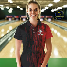 Load image into Gallery viewer, Black &amp; Red pattern Flame Skull Bowling shirt for Women custom bowling jersey for team ladies bowler NQS10254