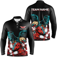 Load image into Gallery viewer, Eagle Bowling Polo, Quarter Zip Shirts For Men Custom team bowling jerseys, gift for bowlers | Black NQS8250