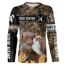 Load image into Gallery viewer, Duck Hunting with Chesapeake Bay Retriever waterfowl camo Shirts, Personalized Duck Hunting Gifts FSD3721
