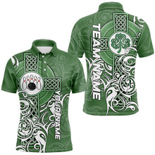 Load image into Gallery viewer, Green Irish Tribal Cross St Patrick&#39;s Day Mens bowling shirts Custom Lucky Bowling Team Jerseys NQS9382