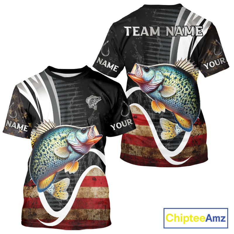 Personalized professional Crappie fishing shirts American Flag patriotic Crappie fishing jerseys NQS11460