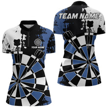 Load image into Gallery viewer, Blue Grunge Darts Shirts For Women Custom Retro Team Darts Jersey NQS9525
