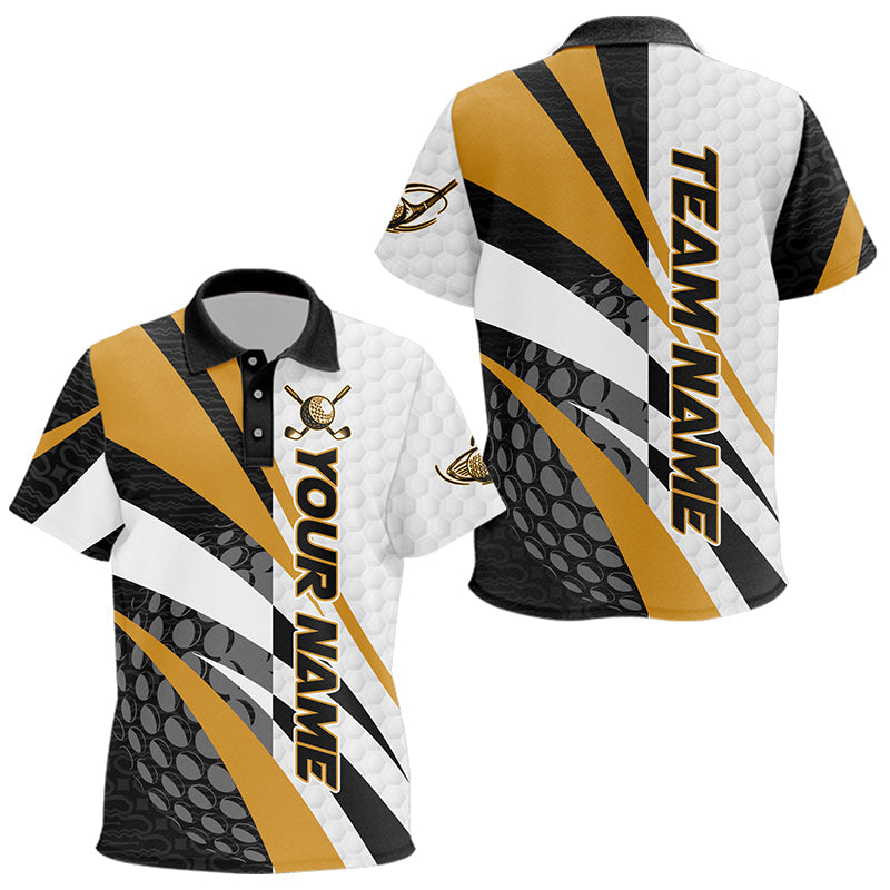 Black and White Kid golf polo shirts Customize name golf attire for team | Yellow NQS9528