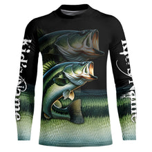 Load image into Gallery viewer, Largemouth Bass fishing green scales Custom sun protection Bass fishing jerseys, custom fishing gifts NQS9686