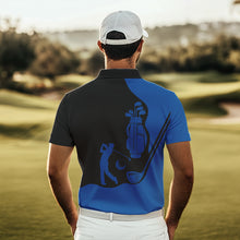 Load image into Gallery viewer, Black and Blue Mens golf polo shirt customized name golf clothing, personalized golf gifts NQS9691