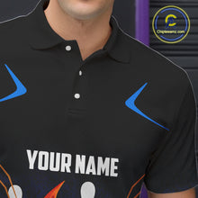 Load image into Gallery viewer, Black and Blue Camo Funny Dragon Bowling Polo, 1/4 Zip Shirts For Men Custom Bowling Team Jerseys NQS11741