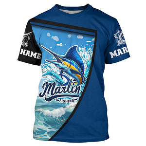 Marlin Fishing Blue UV Protection Long sleeve Fishing shirts Custom Marlin Fishing apparel NQS289