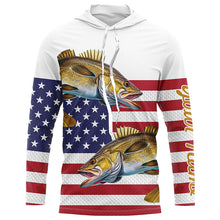 Load image into Gallery viewer, Walleye Fishing American Flag patriotic Customize All over print shirts, 4th of July fishing shirt NQS460