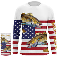 Load image into Gallery viewer, Walleye Fishing American Flag patriotic Customize All over print shirts, 4th of July fishing shirt NQS460