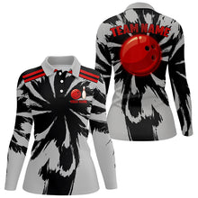 Load image into Gallery viewer, Black and Gray bowling Polo, Quarter Zip Shirt for Women Custom Red bowling ball Team Bowling jerseys NQS8057