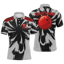 Load image into Gallery viewer, Black and Gray bowling Polo, Quarter Zip Shirt for Men Custom Red bowling ball Team Bowling jerseys NQS8057