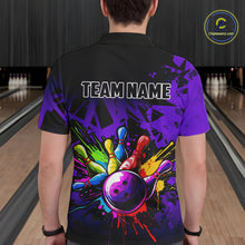Load image into Gallery viewer, Colorful bowling jerseys Polo, 1/4 Zip Shirt for Men Custom Bowling Team shirts for bowler | Purple NQS8258