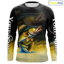 Load image into Gallery viewer, Walleye fishing scales Custom name sun protection personalized fishing gifts, Walleye fishing jerseys NQS10651