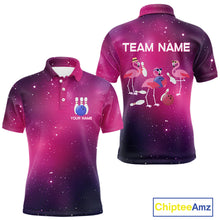 Load image into Gallery viewer, Funny Flamingo Team bowling shirts for Men custom Pink Galaxy pattern bowling jerseys for bowlers NQS10883