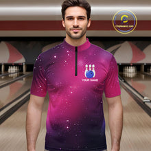 Load image into Gallery viewer, Funny Flamingo Team bowling shirts for Men custom Pink Galaxy pattern bowling jerseys for bowlers NQS10883