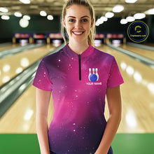 Load image into Gallery viewer, Funny Flamingo Team bowling shirts for Women custom Pink Galaxy pattern bowling jerseys for bowlers NQS10883