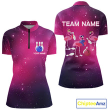 Load image into Gallery viewer, Funny Flamingo Team bowling shirts for Women custom Pink Galaxy pattern bowling jerseys for bowlers NQS10883