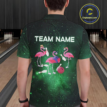 Load image into Gallery viewer, Funny Flamingo Team bowling shirts for Men custom Green Galaxy pattern bowling jerseys for bowlers NQS10884
