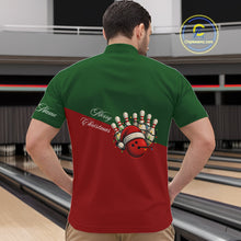 Load image into Gallery viewer, Red and Green Christmas Bowling Polo, Quarter Zip Shirts For Men custom mens bowling jerseys NQS11052