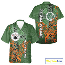 Load image into Gallery viewer, Green &amp; orange Irish Tribal Cross St Patrick's Day Bowling Hawaiian shirt Custom Lucky Bowling Jersey NQS11255