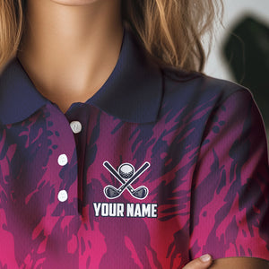 Funny Flamingo pink camo flame golf ball Women Golf Polo Shirts Custom Flamingo Golf attire for ladies NQS9697