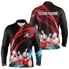 Load image into Gallery viewer, Custom Black and Red Mens bowling Polo, Quarter Zip Shirts, team bowling outfits for Men NQS9701