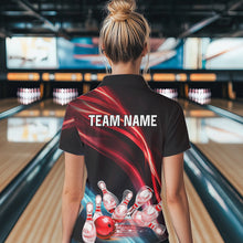 Load image into Gallery viewer, Custom Black and Red Women bowling Polo, Quarter Zip Shirts, team bowling outfits for women NQS9701
