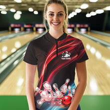 Load image into Gallery viewer, Custom Black and Red Women bowling Polo, Quarter Zip Shirts, team bowling outfits for women NQS9701