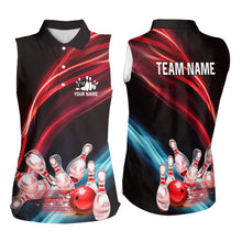 Load image into Gallery viewer, Custom Black and Red Bowling Sleeveless Polo Shirt, team bowling outfits NQS9701