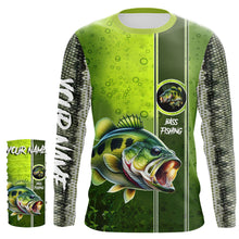 Load image into Gallery viewer, Largemouth Bass Green Scale Fishing UV protection custom name long sleeves Fishing shirts NQS603
