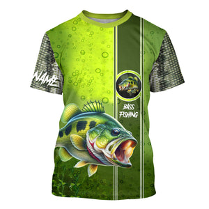 Largemouth Bass Green Scale Fishing UV protection custom name long sleeves Fishing shirts NQS603