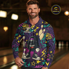 Load image into Gallery viewer, Funny Bowling shirts for Men custom purple graffiti pattern bowling team jerseys, gift for bowlers NQS10271