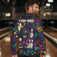 Load image into Gallery viewer, Funny Bowling shirts for Men custom purple graffiti pattern bowling team jerseys, gift for bowlers NQS10271