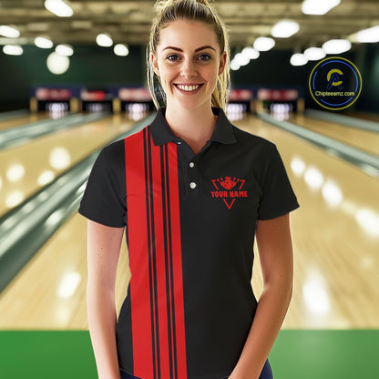 Black and Red retro Bowling shirts for Women custom Today's forecast bowling with a chance of cussing NQS10452