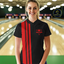 Load image into Gallery viewer, Black and Red retro Bowling shirts for Women custom Today&#39;s forecast bowling with a chance of cussing NQS10452