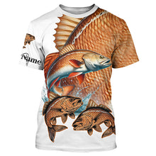 Load image into Gallery viewer, Redfish puppy drum Fishing Customize Name UV protection long sleeves fishing shirts NQS2646