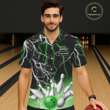 Load image into Gallery viewer, Bowling Hawaiian Shirt Custom Green lightning thunder team bowling league jerseys NQS11262