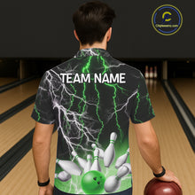 Load image into Gallery viewer, Bowling Hawaiian Shirt Custom Green lightning thunder team bowling league jerseys NQS11262