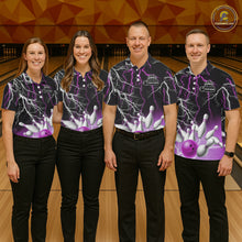 Load image into Gallery viewer, Women's bowling Polo, Quarter Zip shirts Custom Purple lightning thunder team bowling league jerseys NQS11263