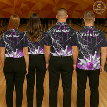 Load image into Gallery viewer, Women's bowling Polo, Quarter Zip shirts Custom Purple lightning thunder team bowling league jerseys NQS11263