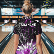 Load image into Gallery viewer, Women's bowling Polo, Quarter Zip shirts Custom Purple lightning thunder team bowling league jerseys NQS11263