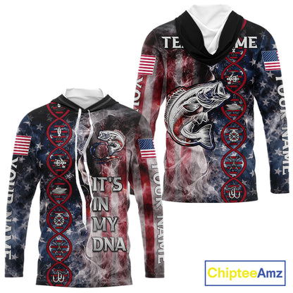 Largemouth Bass fishing smoke American Flag It's in my DNA custom UV protection fishing shirts NQS11664