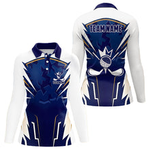 Load image into Gallery viewer, White and Blue Camo Custom Golf Polo Shirts For Women, ladies golf outfit team golf shirts NQS9710