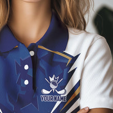 Load image into Gallery viewer, White and Blue Camo Custom Golf Polo Shirts For Women, ladies golf outfit team golf shirts NQS9710