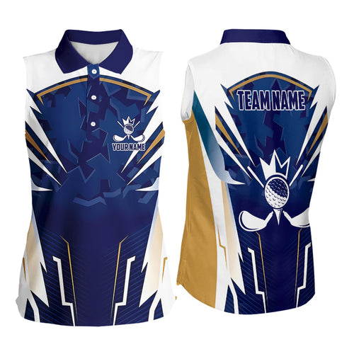 White and Blue Camo Custom womens golf shirts sleeveless, ladies golf outfit team golf shirts NQS9710