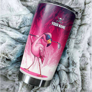 Pink Camo Flamingo Flame Golf Ball Custom Funny Stainless Steel Tumbler Cup - personalized golf gifts NQS9875