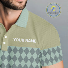 Load image into Gallery viewer, Olive Green Golf Camo argyle pattern Mens golf polo shirts custom name best mens golf wear NQS9973