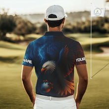 Load image into Gallery viewer, Red amd Blue Lightning Thunder Eagle Mens golf polo shirts custom Eagle golf attire for men NQS9977