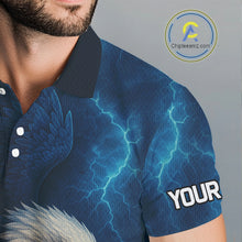 Load image into Gallery viewer, Red amd Blue Lightning Thunder Eagle Mens golf polo shirts custom Eagle golf attire for men NQS9977