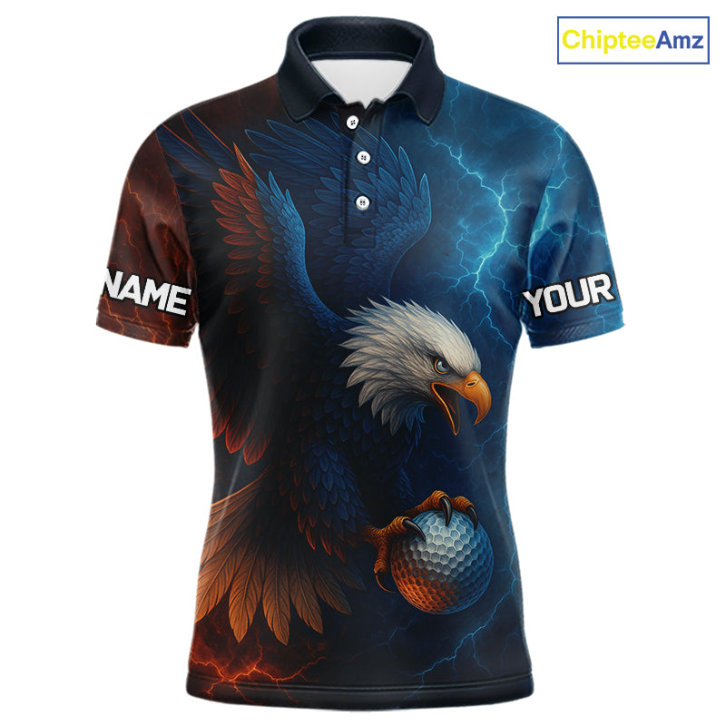Red amd Blue Lightning Thunder Eagle Mens golf polo shirts custom Eagle golf attire for men NQS9977
